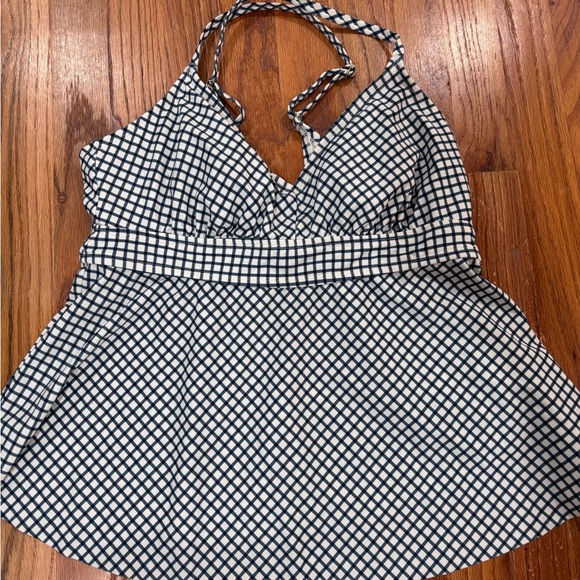Kona Sol Navy & White Check Swim Tankini Sz Large - Picture 2 of 6